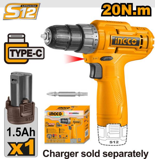 INGCO Power Tools 12V Cordless Drill with 1 Pcs 1.5Ah B...