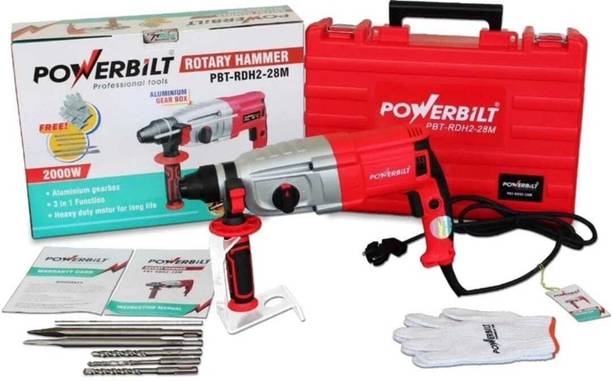 PowerBilt ROTARY HAMME MACHINE 28MM DRILL MACHINE 2000 WATT POWER 3 TYPES DRILL MODES Power & Hand Tool Kit