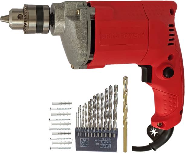 DUMDAAR 6-Month Warranty ARKA 350W Electric Drill machine 10mm with 13pc HSS 1pc Masonry &amp; Gitti Screw 10pc set Hammer Drill