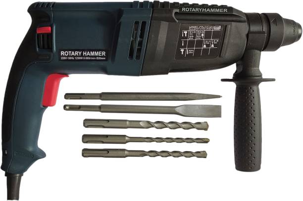 DUMDAAR 26mm Electric Reversible Hammer drill machine with 5pc Hammer bit set Pistol Grip Drill