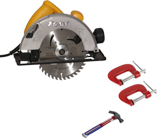 Digital Craft High Power Cutting MachineC7 185mm Electric Circular Saw,2' G Clamp,Claw Hammer Power & Hand Tool Kit