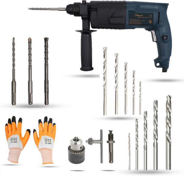 Hillgrove HGCM498M1 20mm Hammer Drill Machine with Drill Chunk,10Pcs Masonry & HSS Bit Set Power & Hand Tool Kit