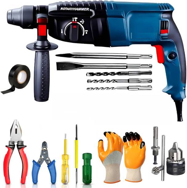 RanPra 26MM ROTARY HAMMER DRILL MACHINE | 13MM DRILL CHUCK | HAND TOOL KIT | GLOVES Power & Hand Tool Kit