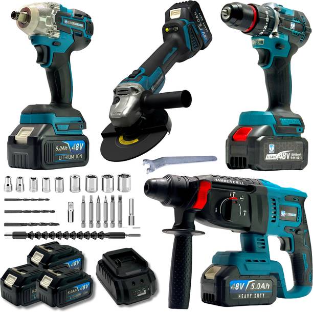 thor 4 Power Tool Combo Kit Cordless Drill,Angle Grinder,Impact Wrench,Rotary Hammer Power & Hand Tool Kit