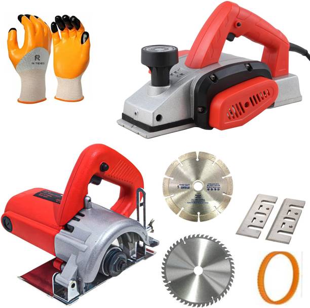 RanPra 82MM PLANER WITH 4'' INCH MARBLE CUTTER MACHINE | GLOVES SET AND 2 BLADES | Power & Hand Tool Kit