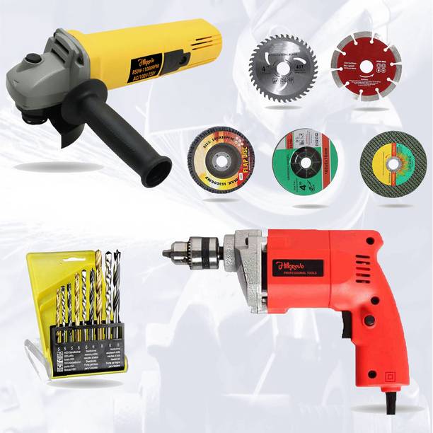 Hillgrove HG710M3 4inch Angle Grinder with 10mm Drill Machine for Making Holes Power & Hand Tool Kit