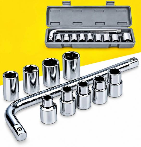 ChinuStyle 10Pcs with Ratchet Spanner for Car & Bike Machinery Repair Tools Socket Single Sided L Type Wrench