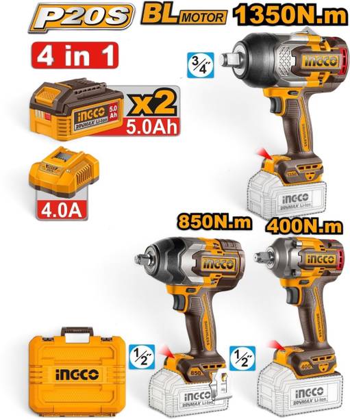 INGCO COSLI260788 3PCS CORDLESS IMPACT WRENCH KIT Power & Hand Tool Kit