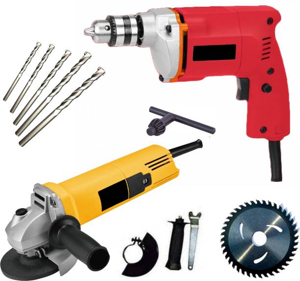 RanPra 10MM DRILL MACHINE 1WOOD CUTTING BLADE WITH ANGLE GRINDER AND 5PCS DRILL BIT SET Power & Hand Tool Kit