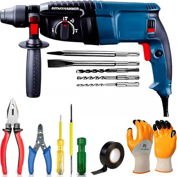 RanPra 26 MM HAMMER/DEMOLITION DRILL MACHINE WITH HANDTOOL SET & SAFETY GLOVES Power & Hand Tool Kit