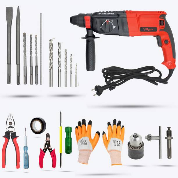 Hillgrove HGCM123M2 1200W-26mm Hammer Drill Machine Forward/Reverse Rotation Power & Hand Tool Kit