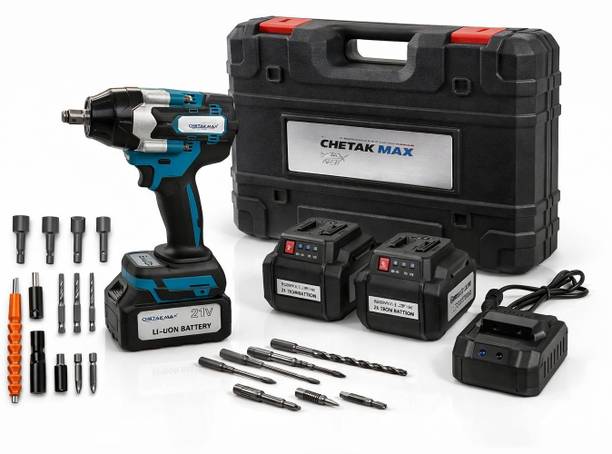 Chetak max CORDLESS IMPACT WRENCH 800NM MAX TORQUE WITH ALL TOOL KIT SET WITH CHARGER Power & Hand Tool Kit