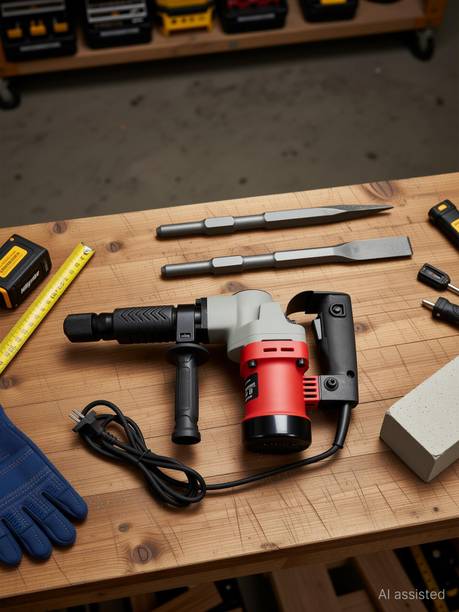 Hillgrove HGCM536M5 17mm Demolition Chisel+Hammer Concrete Breaker Drill Machine with Power & Hand Tool Kit