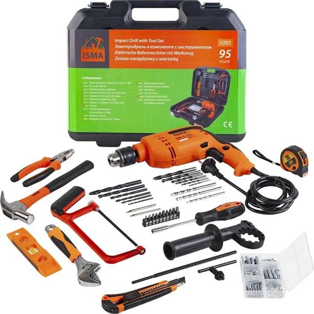 Isma 95 Pcs Electric Drill Machine Tool Kit with Impact Drill Power & Hand Tool Kit