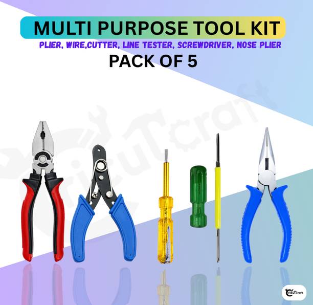 CricutCraft DK5H 8" Plier Wire Cutter Tester 2in1 Screwdriver Nose Plier for Multipupose Use Power & Hand Tool Kit