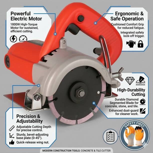 RanPra 4Inch Heavy Duty Marble Cutter Machine | Tile, Marble, and Wood Cutting Marble Cutter