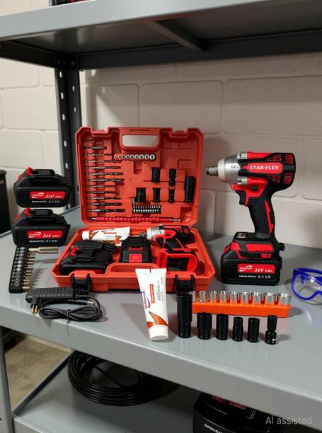 STAR FLEX MPT CORDLESS IMPACT WRENCH 21V LI-ION BATTERY & CHARGER 39 TYPE OF SOCKET IN KIT Power & Hand Tool Kit