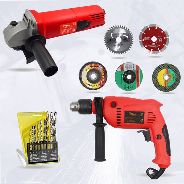 Hillgrove HG716M3 4inch Angle Grinder with 13mm Drill Machine for Making Holes Power & Hand Tool Kit