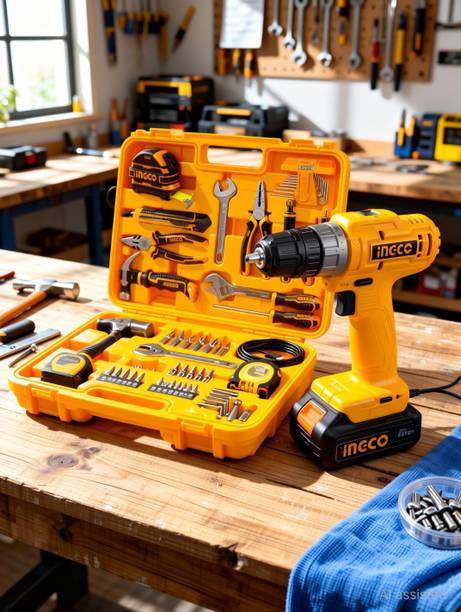 INGCO 12V cordless drill (CDLI12428) With Tool Kit Power & Hand Tool Kit