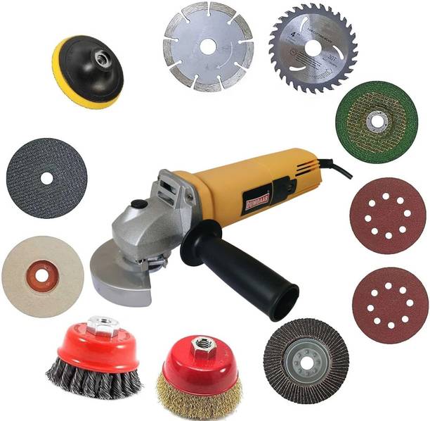 DUMDAAR DM801 950W Angle grinder machine with Multi type 11pc wheel set Power & Hand Tool Kit
