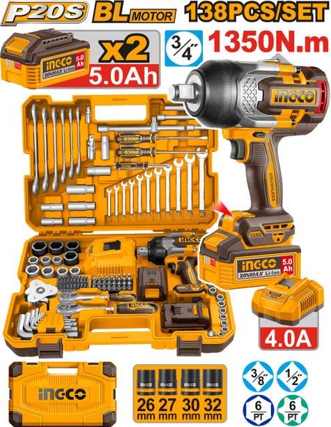 INGCO 138 Pcs Cordless impact wrench tools set , HKTHP41383 Power & Hand Tool Kit