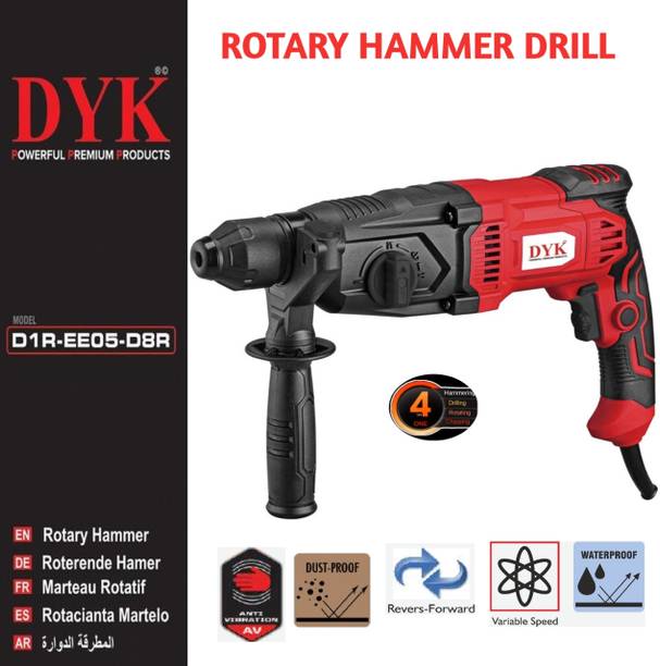 MAYUR DYK 28 ROTARY HAMMER 0-4.2J POWER 1680 WATT, 5 SDS BITS, SAFETY COUPLER Power & Hand Tool Kit
