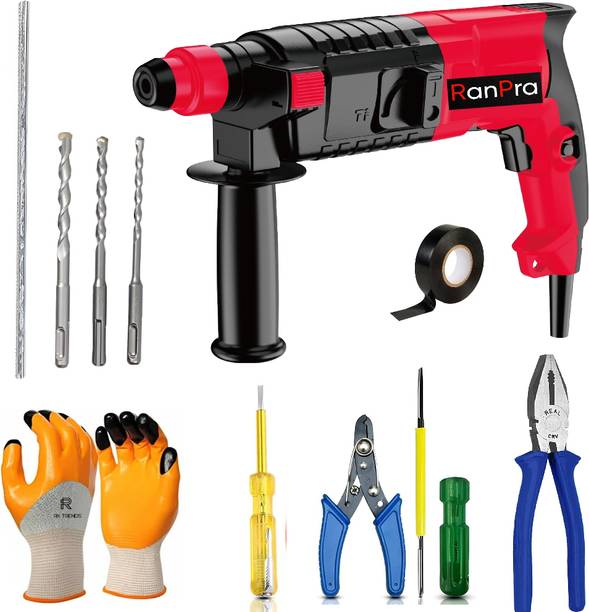 RanPra 20MM Rotary Hammer Drill 800W Forward & Reverse Switch| 4HANDTOOL SET | GLOVES Power & Hand Tool Kit
