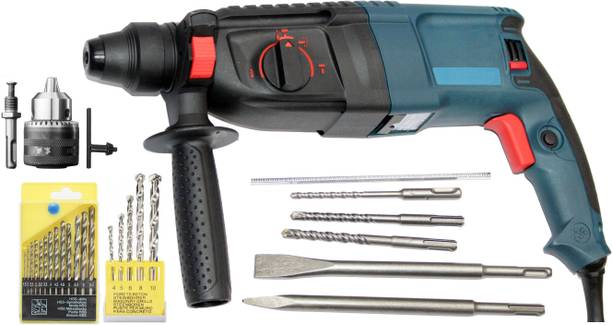 Digital Craft 26mm 4 Functions Electric Rotary Hammer with 5Pcs SDS Bit With 13Pc HSS Drill Bit & 5Pc Masnory Bit 13MM Drill Chuck Impact Drill Machine Power & Hand Tool Kit