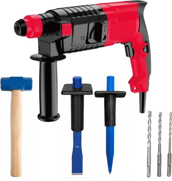 RanPra 20mm Rotary Hammer Machine Combo Set – 10-Inch Chisel Set, 500g Hammer & 3 Bits Power & Hand Tool Kit