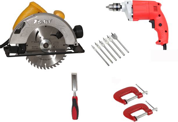 Digital Craft C7 185mm Electric Circular Saw,10mm 450W Drill Machine,2'GClamp,25mm Wood Chisel Power & Hand Tool Kit