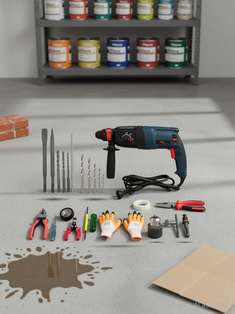 Hillgrove HGCM28M2 1200W-26mm Hammer Drill with 5Pcs Hand Tools,5Pcs Masonry Drill Bit Set Power & Hand Tool Kit