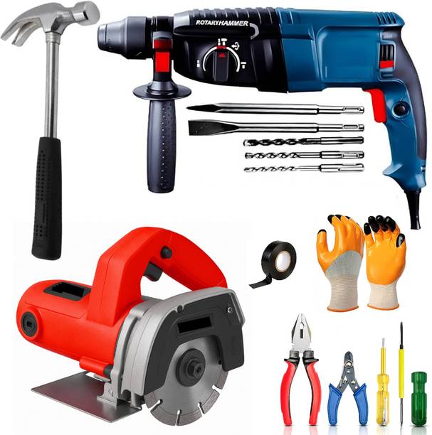 RanPra TILE/MARBLE CUTTER | 26MM HAMMER DRILL | HANDTOOL SET| SAFETY GLOVES Power & Hand Tool Kit