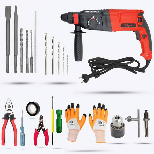 Hillgrove HGCM32M2 1200W-26mm Hammer Drill Forward/Reverse Rotation with 5Pcs Hand Tools Power & Hand Tool Kit