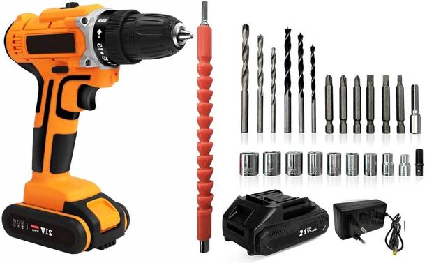 XDLB 21V Cordless Screwdriver with 2 battery Reversible switch & Combination Set Power & Hand Tool Kit
