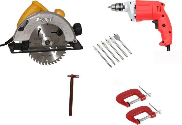 Digital Craft C7 185mm Electric Circular Saw,10mm 450W Drill Machine ,2' G Clamp,Hammer 200 gm Power & Hand Tool Kit