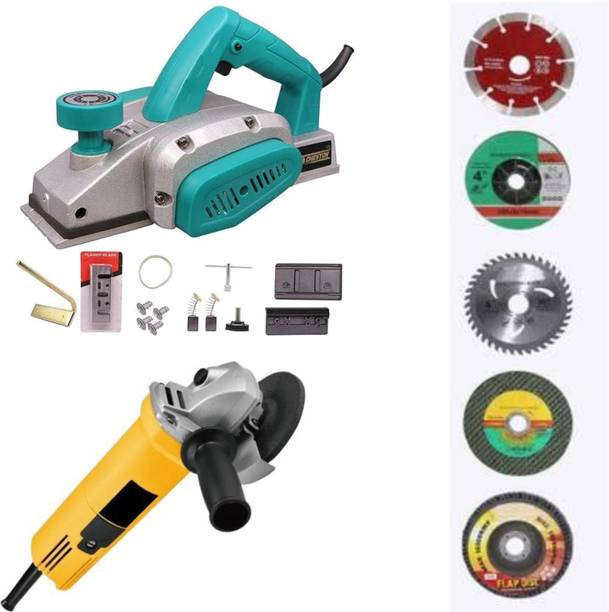 RanPra COMBO OF 4INCH ANGLE GRINDER & 82MM POWER PLANER WITH 5 GRINDING CUTTING WHEEL Angle Grinder