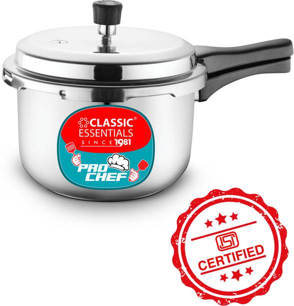 Classic Essentials Prochef 3 Litre Stainless Steel Outer Lid Cooker | ISI Certified | 3 L Outer Lid Induction Bottom Pressure Cooker & Pressure Pan
