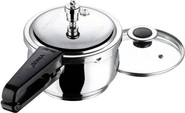 VINOD 18/8 Stainless Steel Splendid Plus,Outer Lid,SAS Bottom Handi Cooker 3.5 L Outer Lid Induction Bottom Pressure Cooker