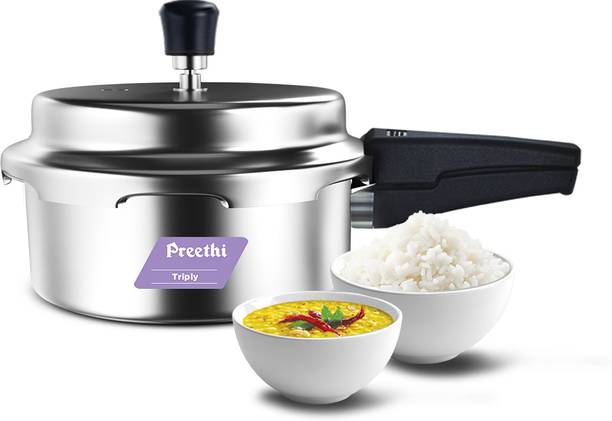 Preethi 1.5L Triply Outerlid Pressure Pan with Spill Splash Shield (PC 036) 1.5 L Outer Lid Induction Bottom Pressure Cooker