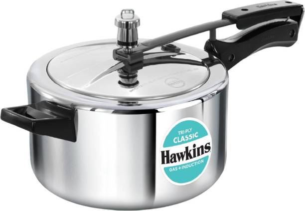 Hawkins Classic 4 Litre Pressure Cooker, Triply Stainless Steel Cooker (SSTCL40) 4 L Inner Lid Induction Bottom Pressure Cooker