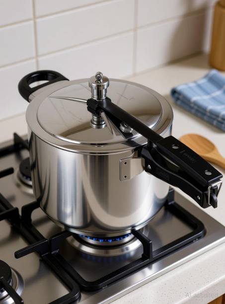 VINOD 18/8 Stainless Steel Sandwich Bottom Inner Lid 5 L Inner Lid Induction Bottom Pressure Cooker