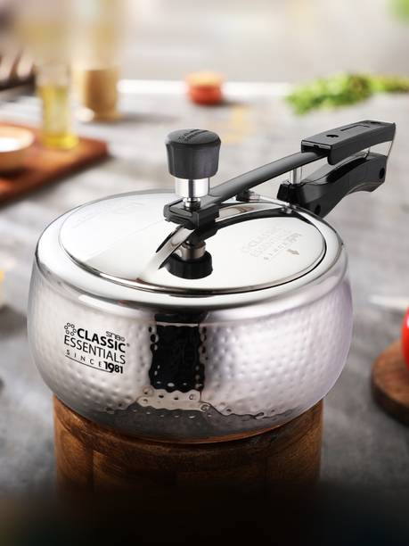 Classic Essentials Triply Concave Hammered Pressure Cooker | Inner Lid Full Body Triply 3 L इंडक्शन बॉटम