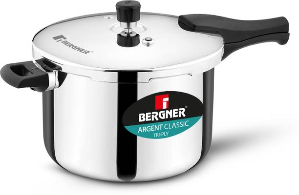 BERGNER Argent Classic Pressure Cooker 8.0L Triply 8 L Outer Lid Induction Bottom Pressure Cooker