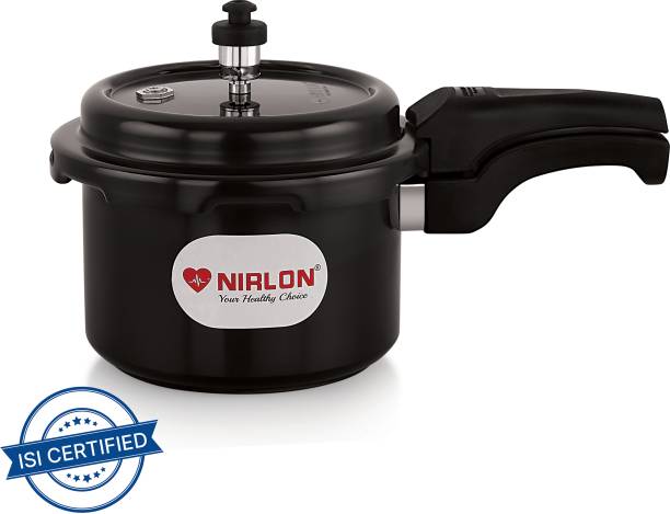 NIRLON Classic Induction Compatible Hard Anodised Outer Lid Aluminium Pressure Cooker 5 L Induction Bottom Pressure Cooker