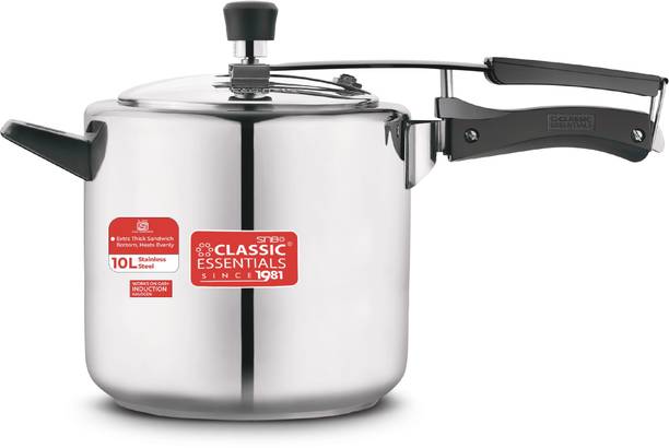 Classic Essentials Pro chef ISI Certified Stainless Steel 10 L Inner Lid Induction Bottom Pressure Cooker