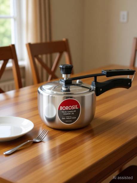 BOROSIL 1.5 L Inner Lid Induction Bottom Pressure Cooker