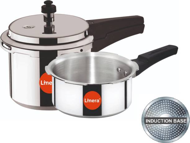 Limera ISI Certified Gas & Induction Stove Compatible Combo Cooker 2 L, 3 L Outer Lid Induction Bottom Pressure Cooker & Pressure Pan