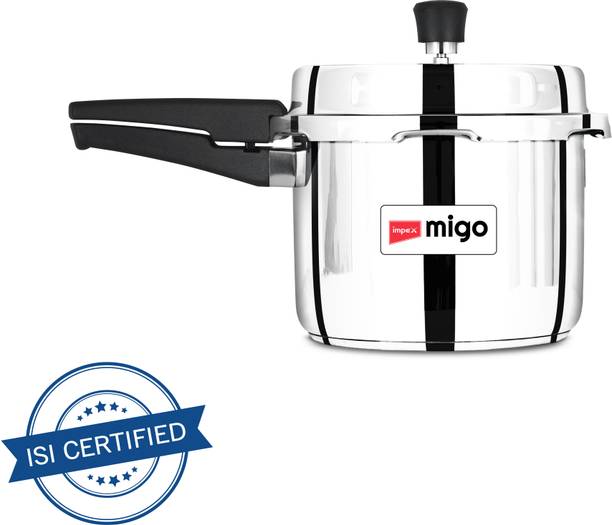 इंपेक्स 3L Stainless Steel Pressure Cooker | Induction Base, Outer Lid, 5-Year Warranty 3 L इंडक्शन बॉटम प्रेशर कुकर