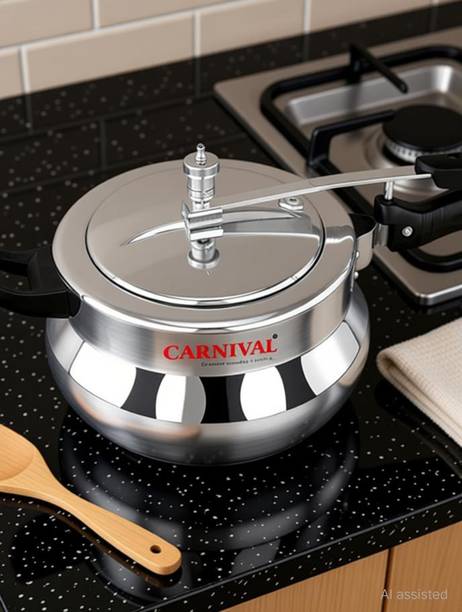 CARNIVAL Aluminium Handi Model Inner Lid Pressure Cooker 5.5 Ltr Pure Virgin Aluminium 5.5 L Inner Lid Pressure Cooker