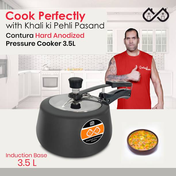 SigriWala Apple Arc Hard Anodised Pressure Cooker 3.5 L Inner Lid Induction Bottom Pressure Cooker